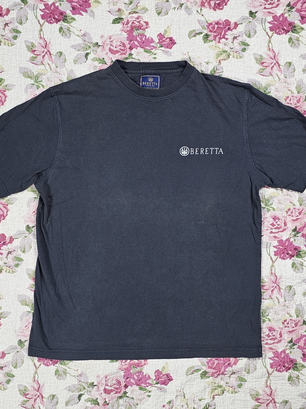 Beretta Men's Double-Sided Graphic Logo Crew Neck Cotton Jersey T-Shirt Black